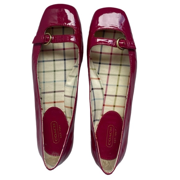 Coach Ellyce Ballet Flats Pink Patent Leather Size 8 - Picture 1 of 11